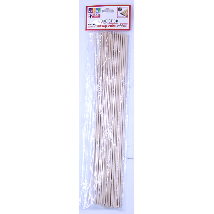 Sudor Çubuk 30 Cm Ahşap 5 Mm 12Li Bs136