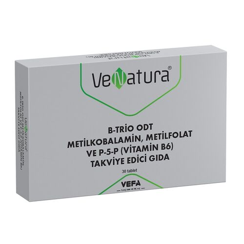 VeNatura B-Trio ODT Metilkobalamin, Metilfolat ve P-5-P (Vitamin B6) 30 Tablet