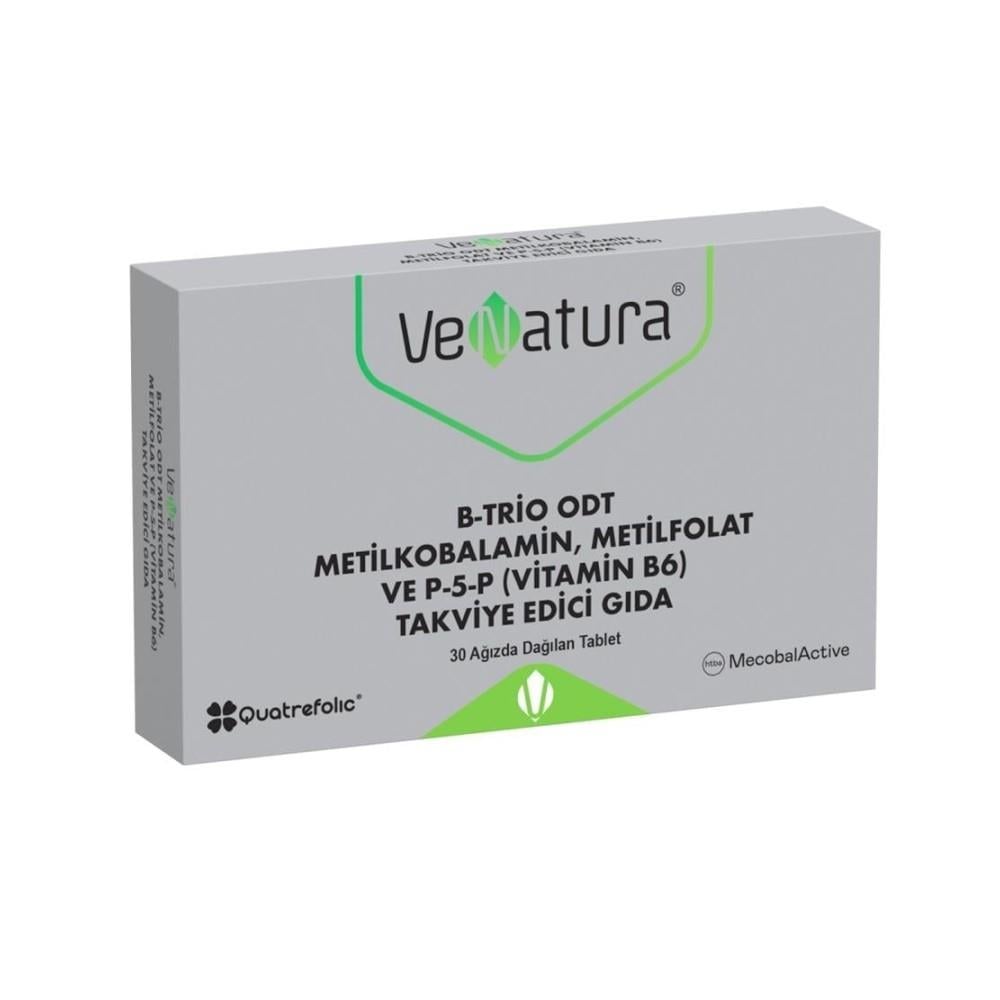 VeNatura B-Trio ODT Metilkobalamin, Metilfolat ve P-5-P (Vitamin B6) 30 Tablet