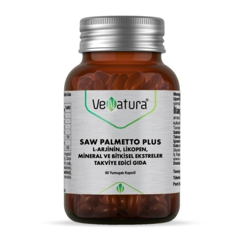 Venatura Saw Palmetto Plus L-Arjinin Likopen Mineral ve Bitki Ekstreleri Takviye Edici Gıda 60 Kapsül
