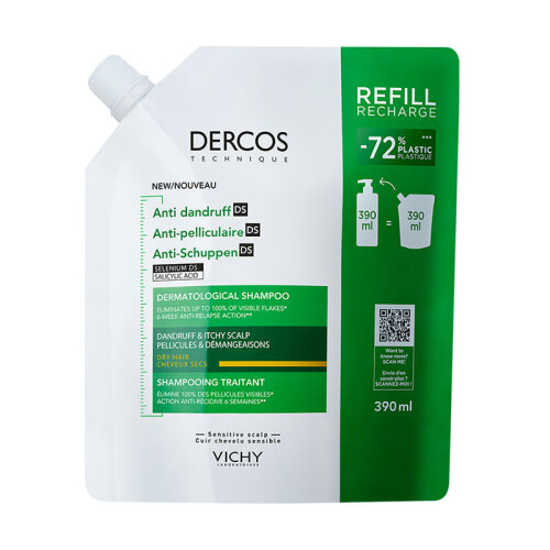 Vichy Dercos Anti Dandruff Kepek Karşıtı Şampuan 390ml - Kuru Saçlar - Refill