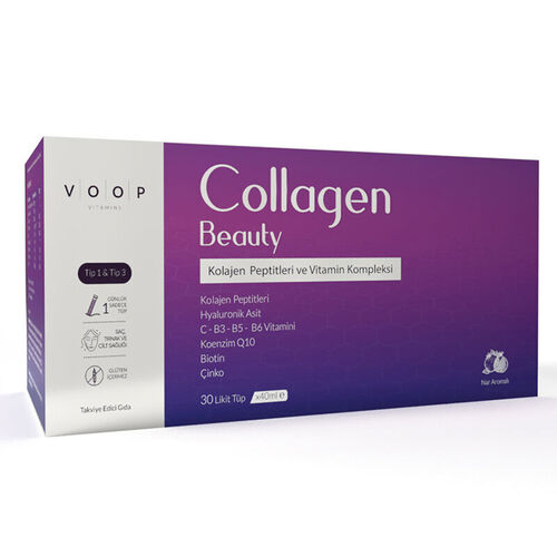 Voop Collagen Beauty Kollajen Peptitleri ve Vitamin Kompleksi İçeren Sıvı Takviye Edici Gıda 30x40 ml