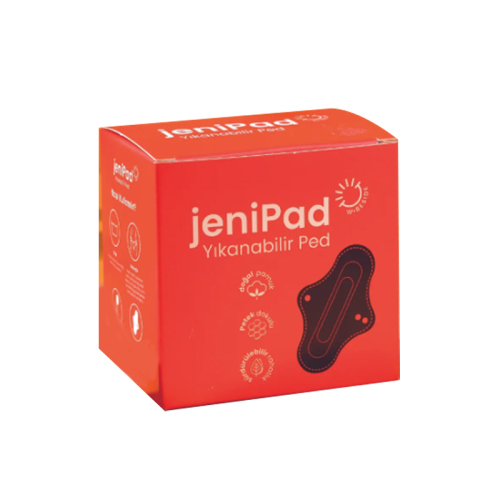 W-Beside JeniPad Yıkanabilir Kadın Pedi Pamuklu Sızdırmaz Normal Ultra Emici Siyah 3 Adet