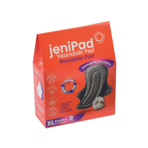 W Beside Jenipad Yıkanabilir Kadın Pedi Ultra Emici Sızdırmaz XL Siyah 2 Adet