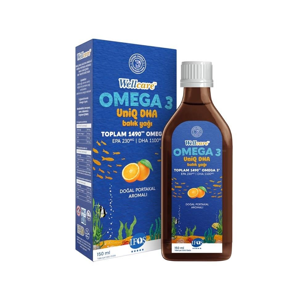 Wellcare Omega 3 UniQ DHA თევზის ზეთი 150 მლ