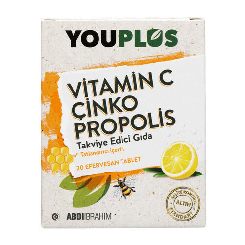 Youplus C Vitamini Çinko Propolis 20 Efervesan Tablet