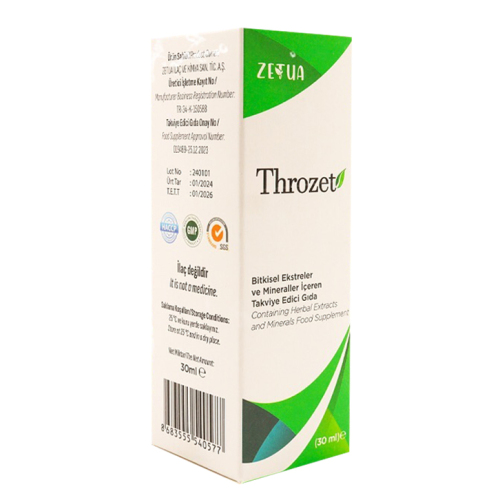 Zetua Throzet Bitkisel Ekstreler ve Mineraller içeren Takviye Edici Gıda 30 ml